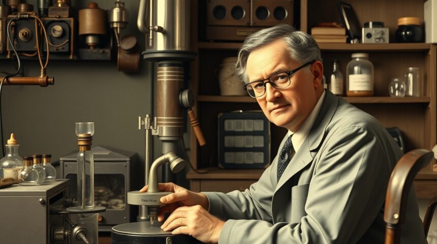 Sir Howard Walter Florey a penicillin fejlesztésének laboratóriumában