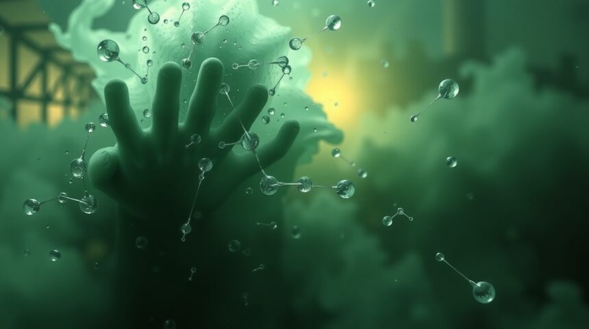 A víz alatti kéz, amely a Folidol környezeti hatásait jelképezi.