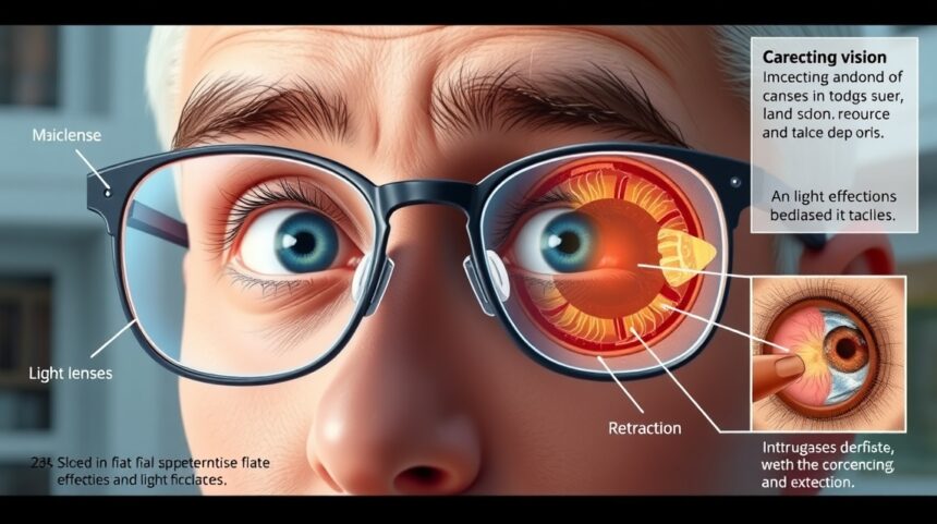 Gyógyszemüveg és szem anatómia; a fény fókuszálása a retinára.