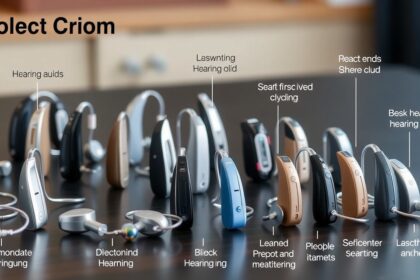 Különböző hallókészülékek típusai asztalon