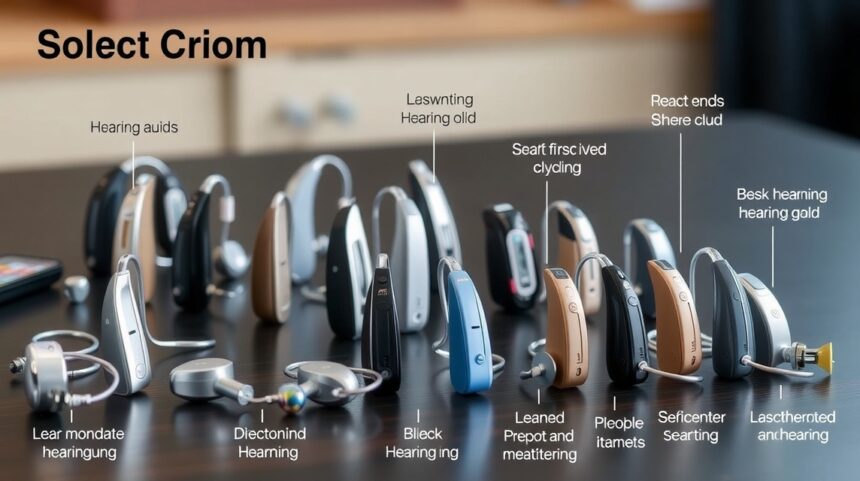 Különböző hallókészülékek típusai asztalon