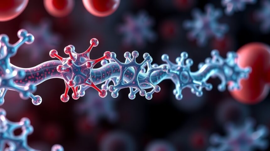 Mikroszkopikus heparin molekulák vérlemezkékkel