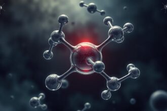 Heroin diacetilmorfin molekula 3D ábrázolása, egészségügyi hatások.