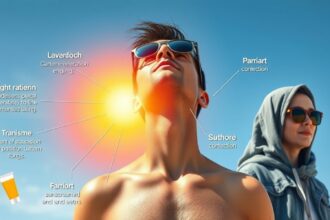 Fiatalok napsütésben, napszemüveget viselve, a bőr védelme érdekében.