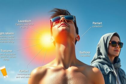 Fiatalok napsütésben, napszemüveget viselve, a bőr védelme érdekében.