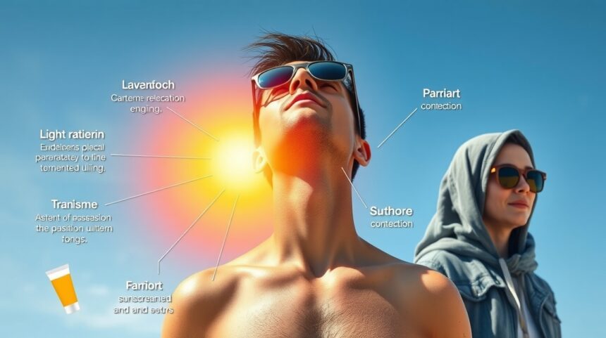 Fiatalok napsütésben, napszemüveget viselve, a bőr védelme érdekében.