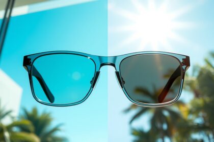 Fényre sötétedő szemüveg napfényben