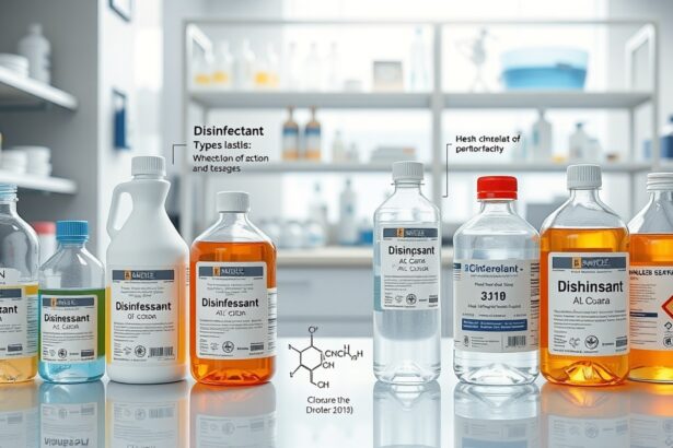 Fertőtlenítőszerek különböző típusai és alkalmazásuk ábrázolása