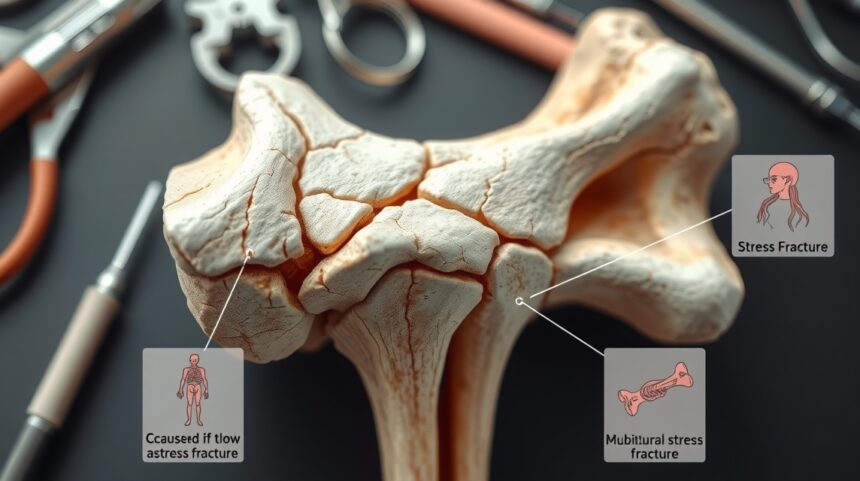 Fáradásos törés és mechanikai feszültségek illusztrációja