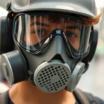 FFP1 légzőkészülék viselője, védelmet nyújtó maszk a por és allergének ellen