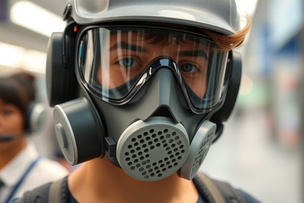 FFP1 légzőkészülék viselője, védelmet nyújtó maszk a por és allergének ellen