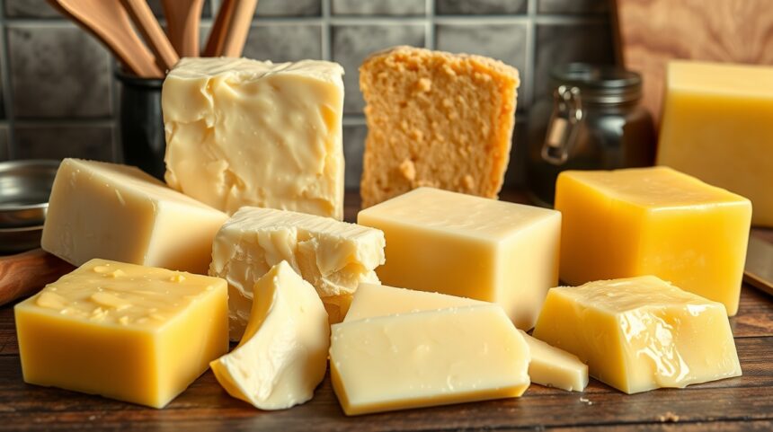 Különböző kenőzsírok színes kockákban, ipari felhasználásra.