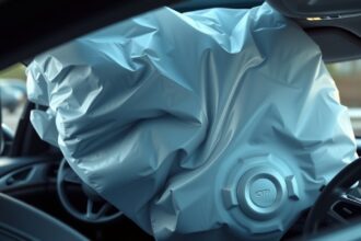 Felfújt légzsák autóban, amely a balesetek biztonságát szolgálja