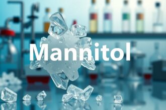 Mannitol, a sugar alcohol used in medical applications.