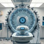 MEG készülék az agyi tevékenység mérésére a neurodiagnosztikában.