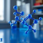 Metilénkék molekula ábrázolása laboratóriumi környezetben.