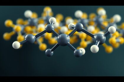 Dopamin molekula ábrázolása, a neurotranszmitter szerepe