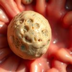 A mirigykő közeli nézete, részletezve a kialakulását.