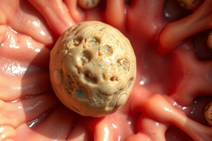 A mirigykő közeli nézete, részletezve a kialakulását.