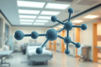 Nevetőgáz molekula az egészségügyi intézmény környezetében.