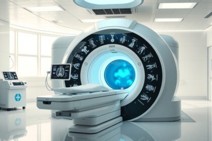 Modern NMR képalkotó berendezés egy orvosi klinikán