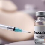 Novokain injekciós üveg és tű, helyi érzéstelenítéshez