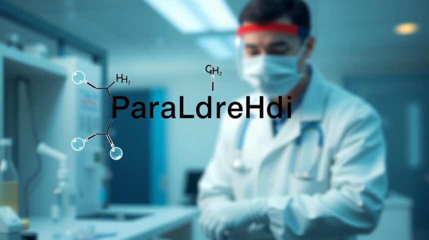 Paraldehid kémiai struktúrája egy laboratóriumban