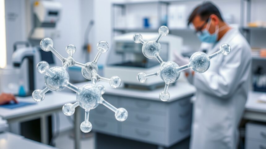 Kémiai molekulák laboratóriumban, poli-L-tejsav vizsgálata