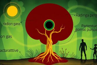 Illusztráció a radon gázról és egészségügyi kockázatairól.