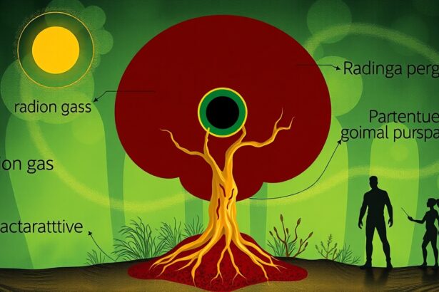 Illusztráció a radon gázról és egészségügyi kockázatairól.