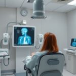 Betegek röntgen vizsgálata egy modern orvosi rendelőben.