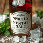 Spiritus Menthae cum Sale üveg sóval és friss borsmentával