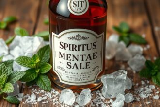 Spiritus Menthae cum Sale üveg sóval és friss borsmentával