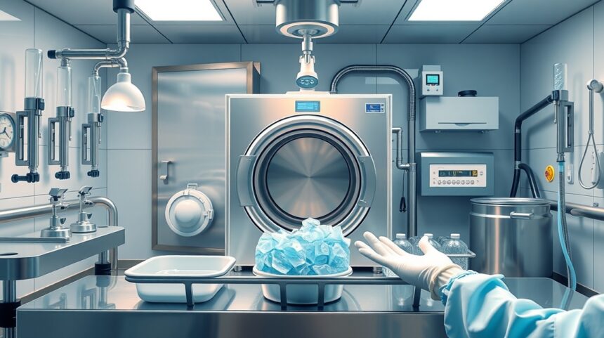 Sterilizáló berendezés a kórházban, mely a fertőtlenítéshez szükséges