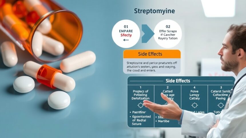 Streptomycin kapszulák és orvos, mellékhatások listázása.