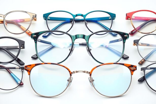 Különböző típusú szemüvegek színes keretekkel és lencsékkel.