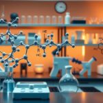 Sztreptomicin molekula a laboratóriumban, antibiotikum kutatás.