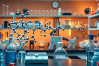 Sztreptomicin molekula a laboratóriumban, antibiotikum kutatás.