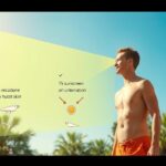 Fiatal pár napsütésben, UV-sugárzási információkkal