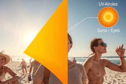 Nők a strandon, védő napszemüveget viselve UV-A sugárzás ellen