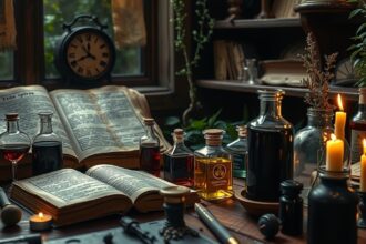 Válogatás különböző színezékek és könyvek az asztalon