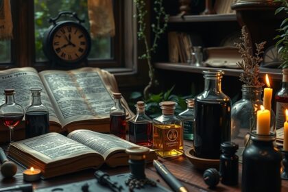 Válogatás különböző színezékek és könyvek az asztalon