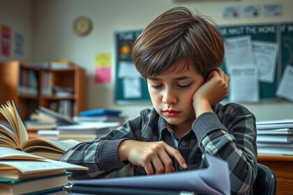 Szorongó gyermek olvasás közben, diszlexia jeleivel küzdve