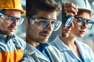 Különböző típusú védőszemüvegek munkavégzés közben