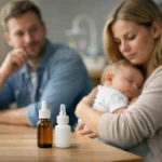 Csecsemő és szülők, Colief és Infacol gyógyszerek bemutatása.