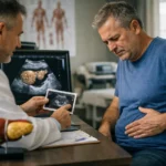 Orvos zsírmáj diagnózisával foglalkozik egy beteggel.