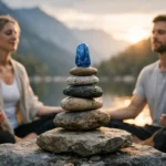 Meditatív pillanat kianittal, kiegyensúlyozott energiák