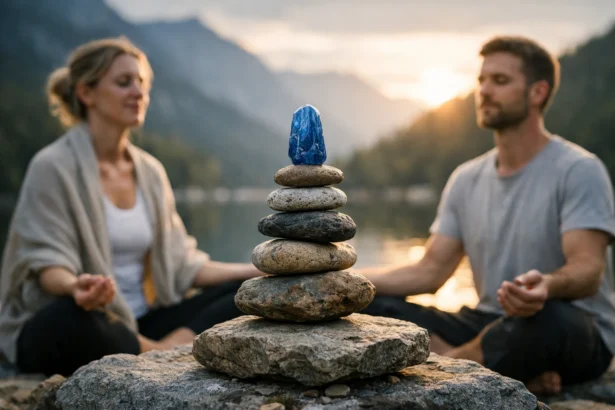 Meditatív pillanat kianittal, kiegyensúlyozott energiák