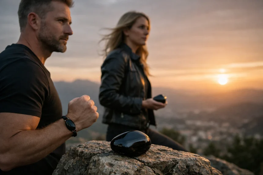 Fekete achát használata a természetben, erő és védelem a mindennapokban.