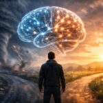 Stressz hatásai az új szokásokra és motivációra vizuálisan ábrázolva küzdelem és kitartás